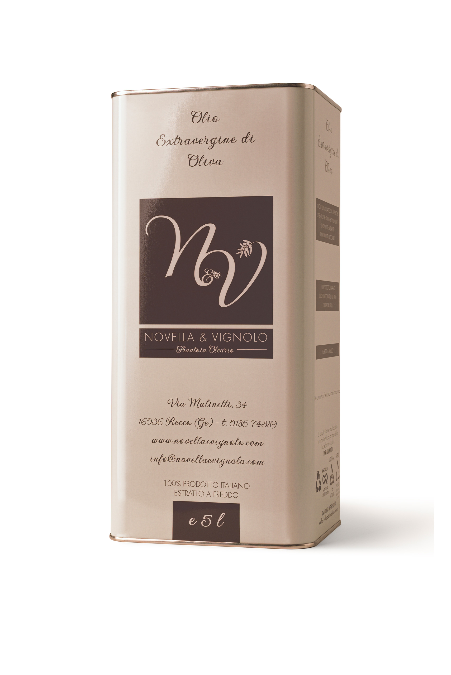 100% italian extra-virgin olive oil in cans - Novella e Vignolo