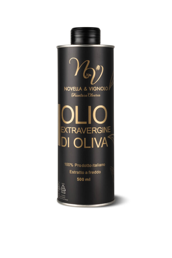 Olio extra vergine di oliva 100% italiano in lattina cilindrica da 500ml. Edizione Limitata